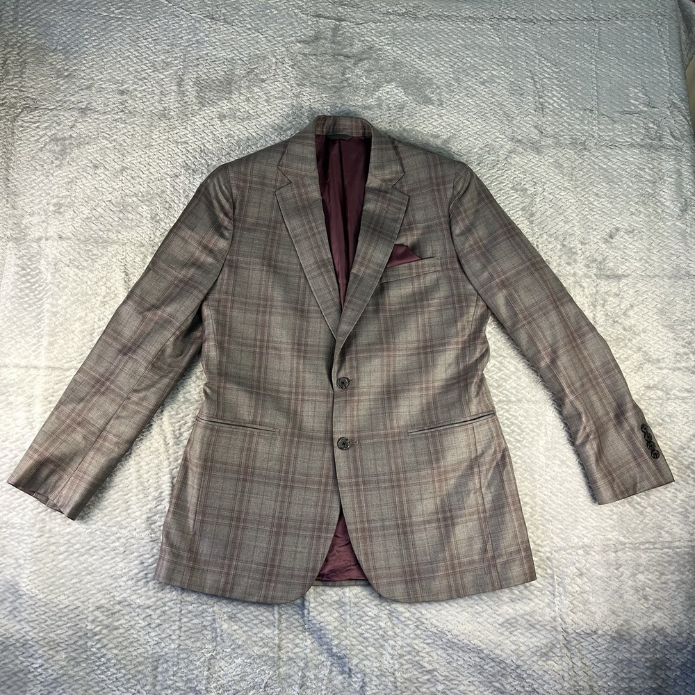 Tom James RCJ Custom Sport Coat Mens 38R Gray Plaid Union Made Blazer